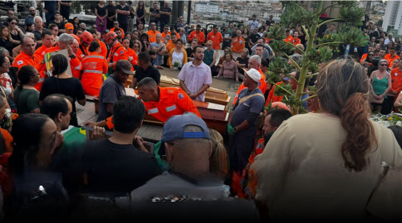 FORTES EMOÇÕES: Familiares e amigos se despedem de vítimas da queda de helicóptero dos bombeiros