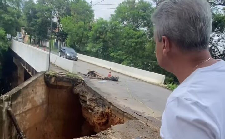 Prefeito Sadi Lucca percorre as áreas destruídas pela enchente do ribeirão Caladão